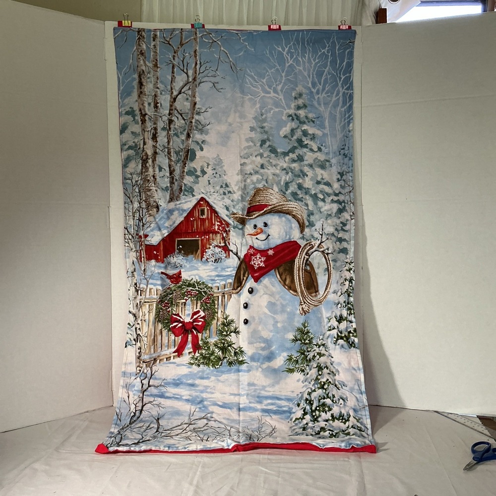 Handmade Large Holiday Winter Flag "Cowboy" Snowman